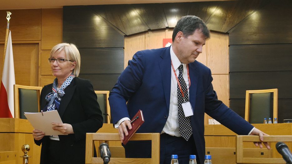 Julia Przyłębska i Mariusz Muszyński w siedzibie Trybunału Konstytucyjnego w 2017 r.
