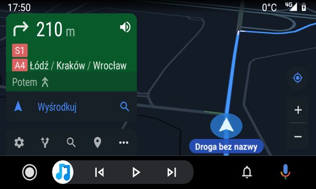 Mapy Google w Androidzie Auto to przykład nawigacji, w której mapy pobierane są na bieżąco z internetu