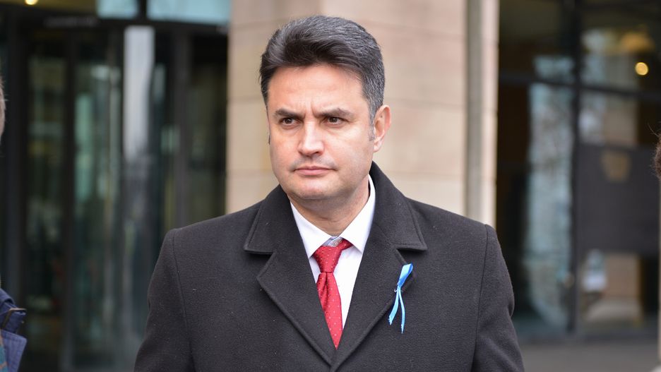 LONDON, UNITED KINGDOM - 2022/01/26: Hungarian opposition leader Péter Márki-Zay seen outside Portcullis House in Westminster, London. (Photo by Thomas Krych/SOPA Images/LightRocket via Getty Images)