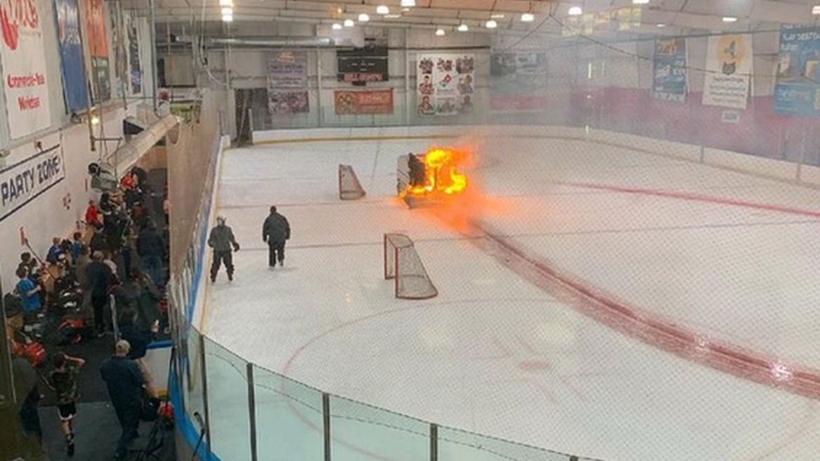 Pożar na lodowisku w Rochester