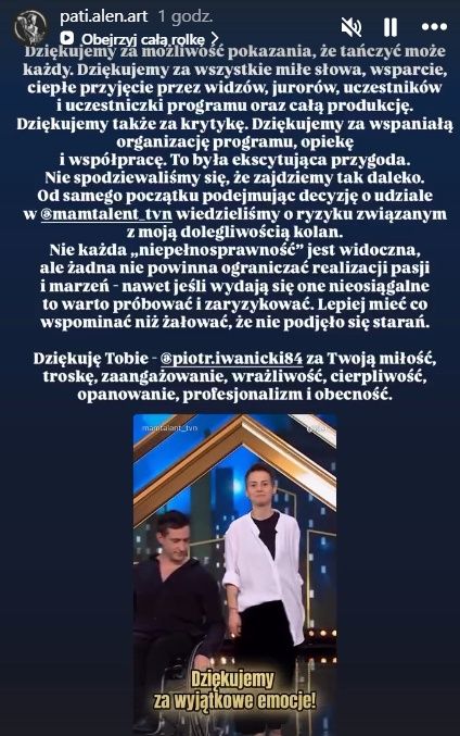 Oświadczenie Pati Alen na Instagramie