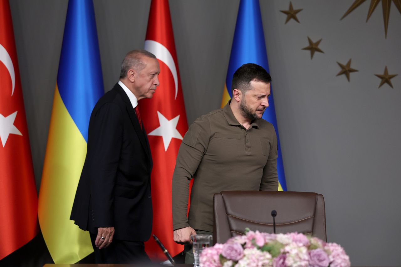Wołodymyr Zełenski i Recep Erdoğan podczas spotkania w Stambule
