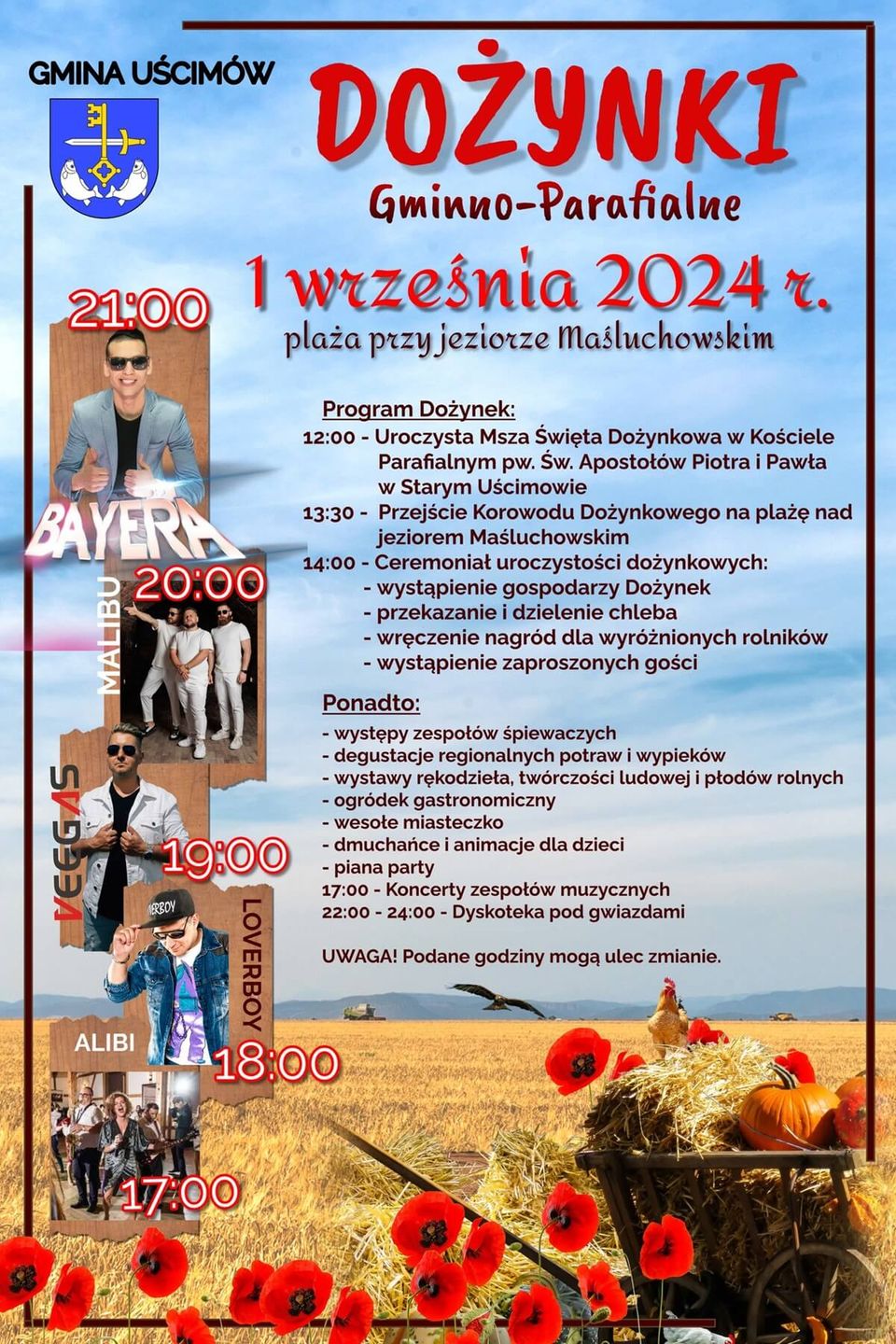 Dożynki w Starym Uścimowie 2024 - plakat, program wydarzenia