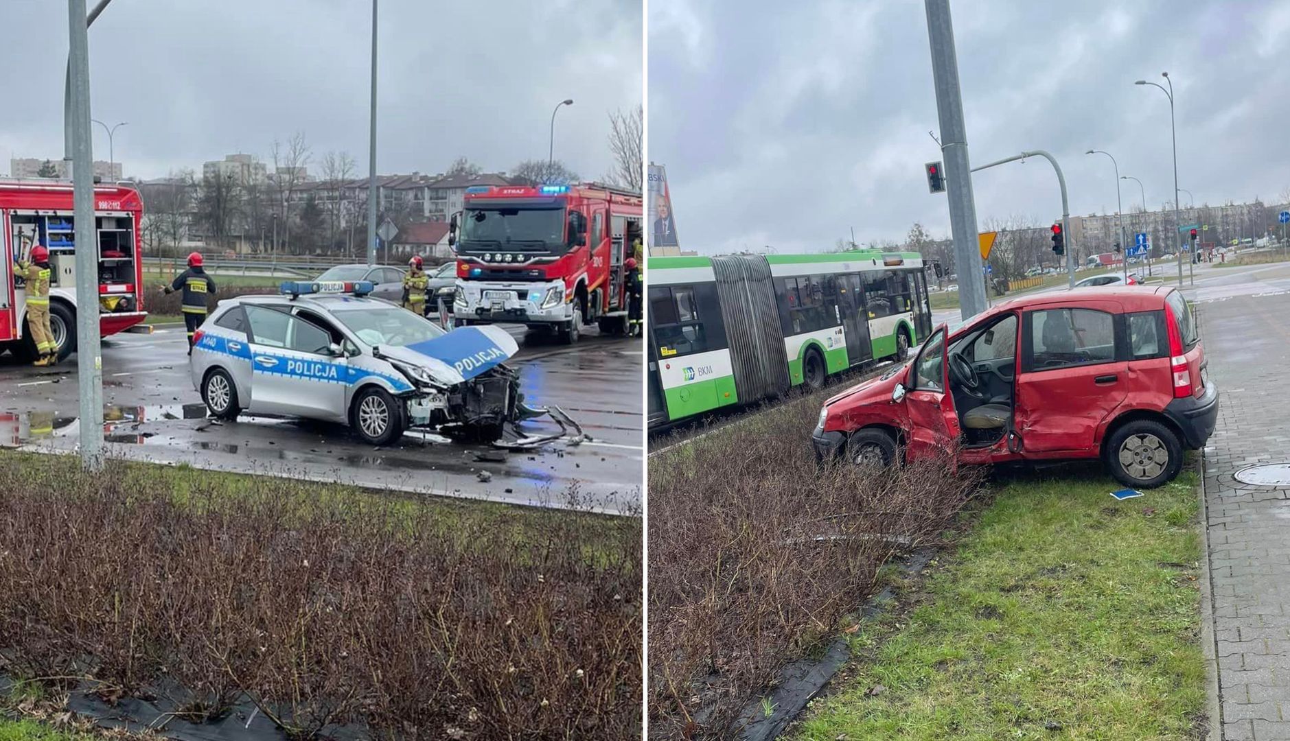 Radiowóz uderzył w fiata. Wszystko wyglądało bardzo groźnie