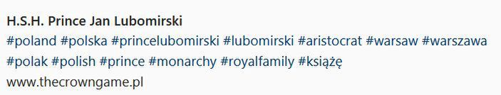 Jan Lubomirski-Lanckoroński na Instagramie