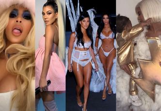 Halloweenowe szaleństwo u Kardashianek: Aniołki Victoria's Secret, Kourtney jako Ariana Grande... (ZDJĘCIA)