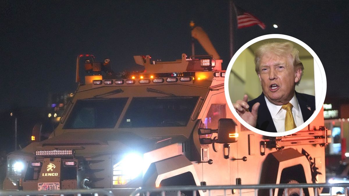 Na zdjęciu Donald Trump oraz pojazd, którym Nicolas Maduro został przetransportowany do aresztu w Nowym Jorku