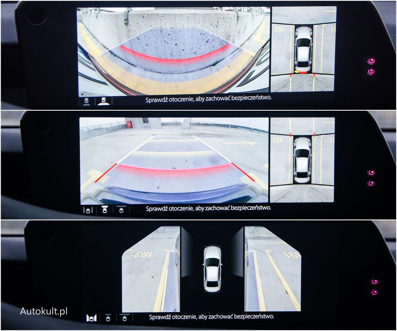 Kamery wokół pojazdu można ustawić w tryb normalny i szerokokątny, a także włączyć w czasie jazdy na kilka sekund.