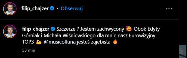 Filip Chajzer był zachwycony występem Luny
