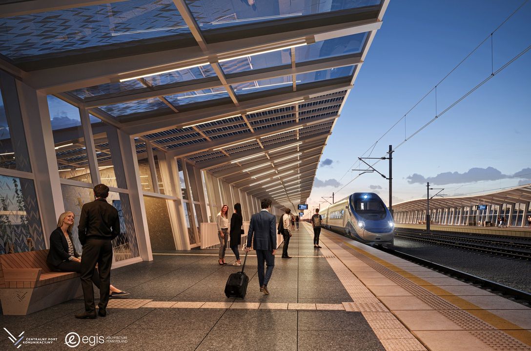 Wizualizacja stacji Brzeziny na trasie KDP