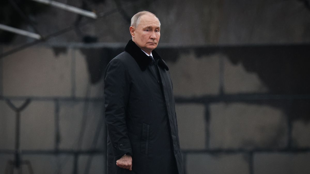 ST  PETERSBURG, RUSSIA - 2025/01/27: Russian President Vladimir Putin seen during the solemn mourning ceremony of laying flowers and wreaths at the "Mother Motherland" monument at the Piskarevskoye Memorial Cemetery. St. Petersburg celebrates an important historical date, 81 years since the complete liberation of Leningrad from the fascist blockade. (Photo by Artem Priakhin/SOPA Images/LightRocket via Getty Images)
