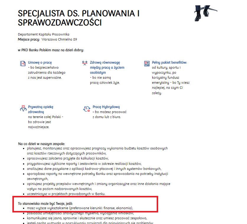 Opis poprzedniego stanowiska Oskara Szafarowicza.