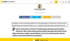 Onet wygrywa w pierwszej instancji z agentem CBA proces o naruszenie dóbr