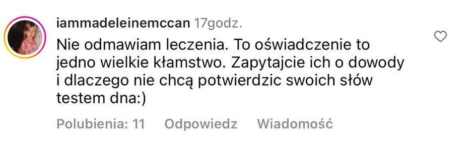 Polka, która podaje się za Madeleine McCann reaguje na oświadczenie swoich rodziców
