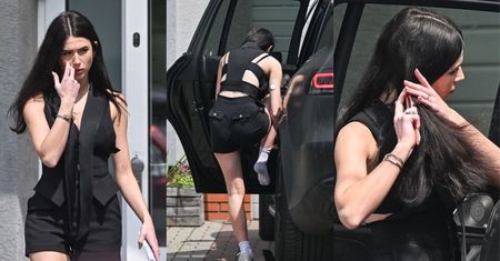 Odpicowana Roksana Węgiel podjechała z mężem luksusowym mercedesem, po czym zmieniła buty i uczesała się na ulicy