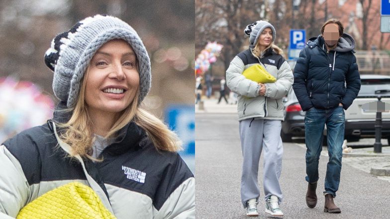 Agnieszka Woźniak-Starak na spacerze z ukochanym