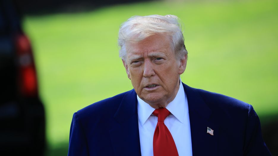 President Trump Departs The White House En Route To Michigan
WASHINGTON, DC - APRIL 29: U.S. President Donald Trump walks toward members of the media prior to answering questions before boarding Marine One on the South Lawn of the White House on April 29, 2025 in Washington, DC. Trump will travel to Michigan for a 100th Day in Office rally. (Photo by Win McNamee/Getty Images)
Win McNamee