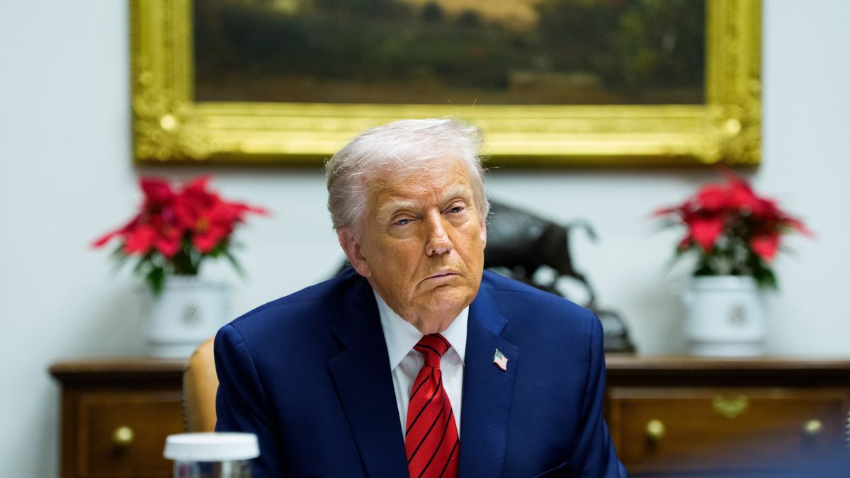 US President Donald Trump during a roundtable in the Roosevelt Room of the White House in Washington, DC, US, on Wednesday, Dec. 10, 2025. Trump signaled opposition to a Warner Bros. Discovery Inc. sale that did not see the news network CNN included or sold to a new company, signaling a potential wrinkle for the bid from Netflix Inc. Photographer: Aaron Schwartz/CNP/Bloomberg via Getty Images