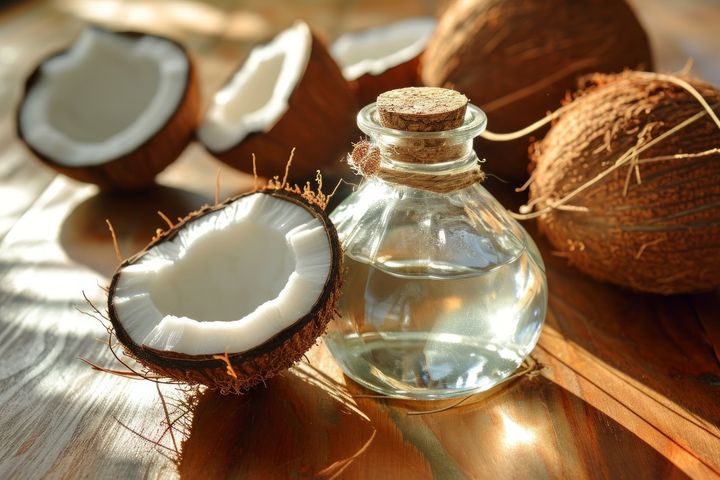 Olej MCT jest pozyskiwany z oleju kokosowego oraz palmowego.
