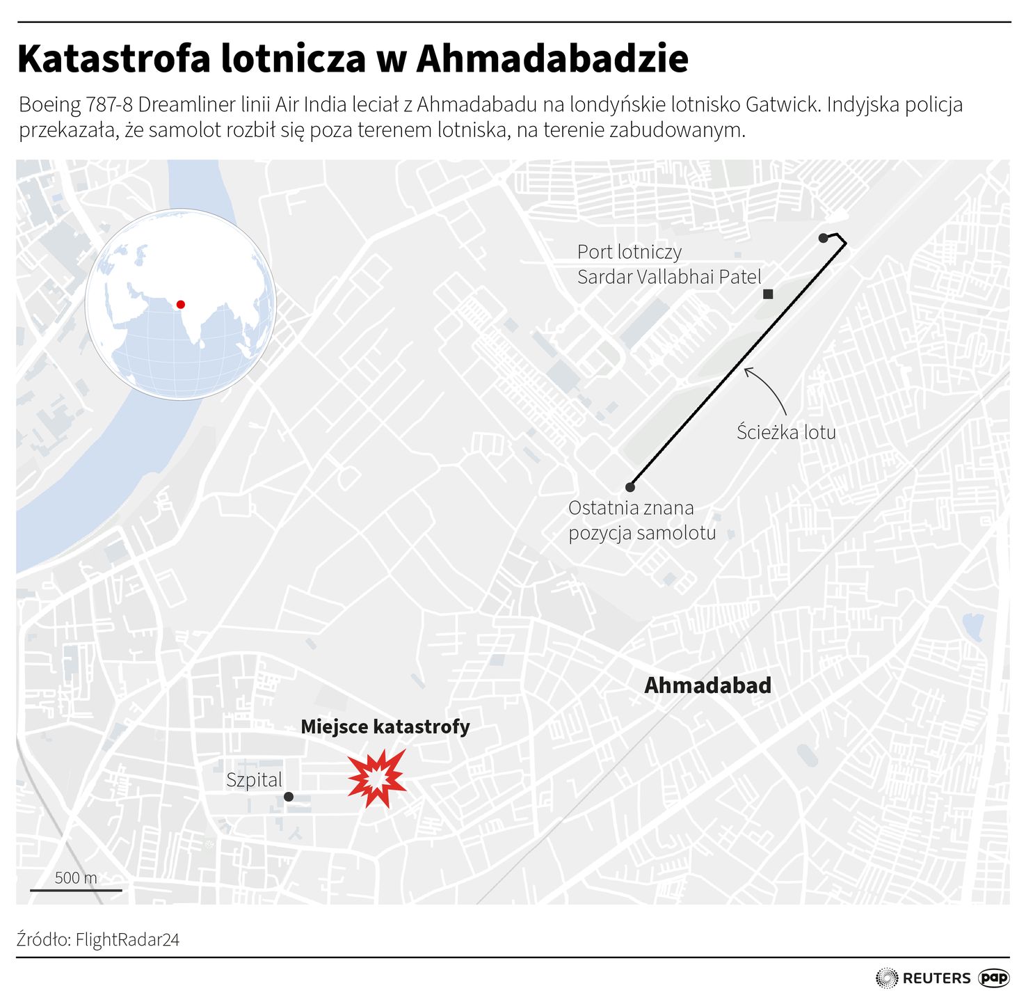 Katastrofa lotnicza w Indiach. Rozbił się Boeing 787 Dreamliner