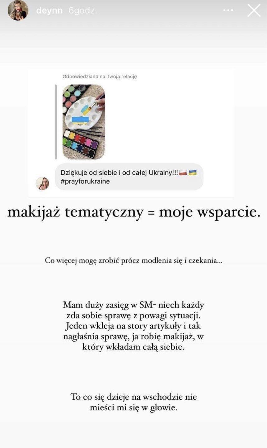 Deynn wspiera Ukrainę... malunkiem na twarzy