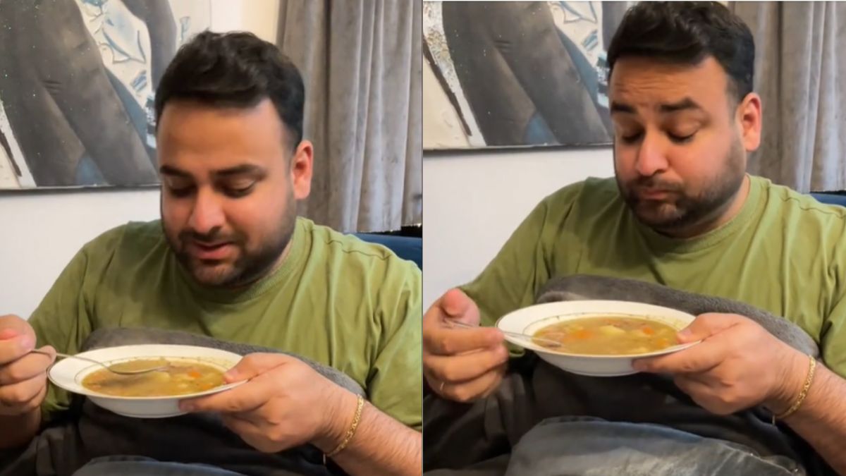 Meru z tiktokowego kanału "polsko_indyjska_rodzinka" skosztował polskiej grochówki