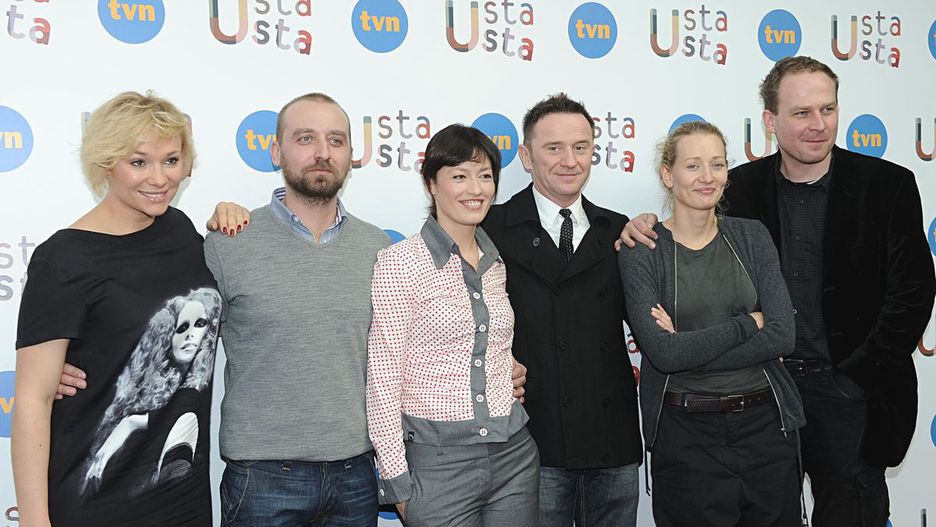 Aktorzy serialu "Usta, usta" na pokazie prasowym, Warszawa 2010.