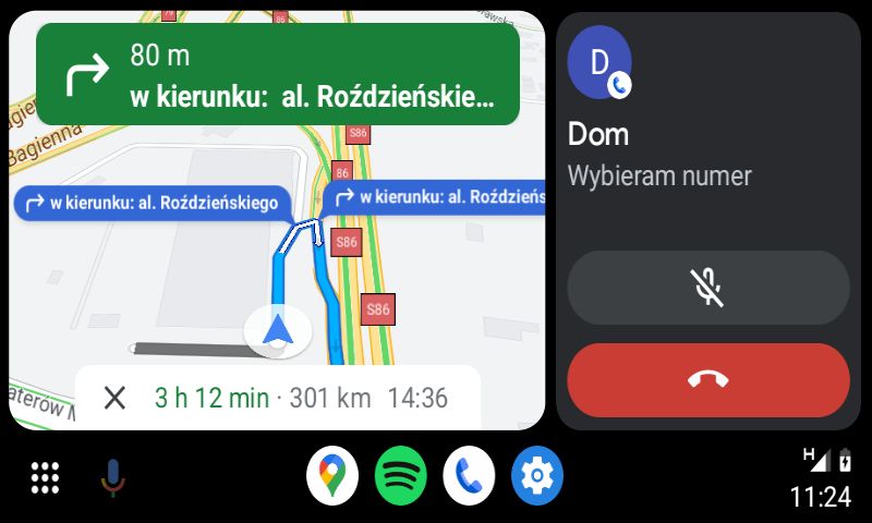 Android Auto i Coolwalk - w trakcie rozmowy telefonicznej