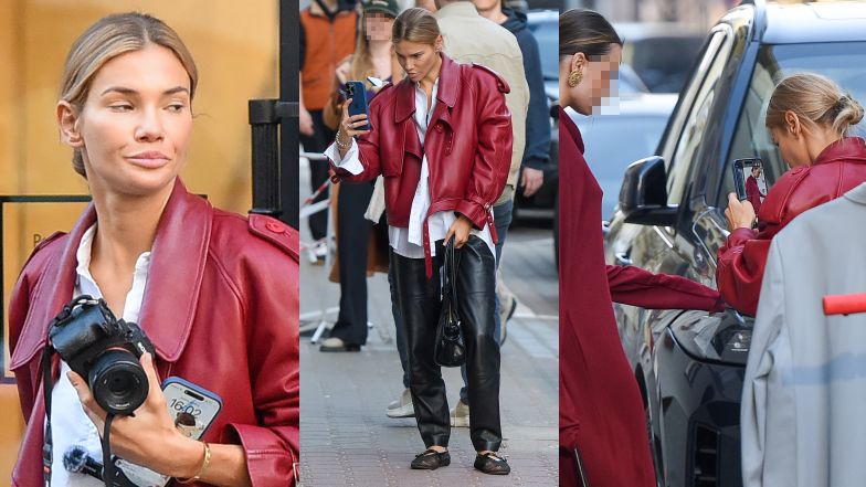 Maja Bohosiewicz robi zdjęcia przed swoim butikiem