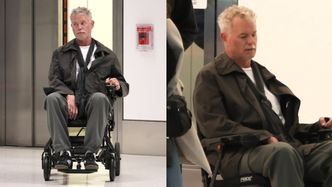 Cierpiący na stwardnienie zanikowe boczne Eric Dane przemieszcza się po lotnisku w Los Angeles na wózku (FOTO)