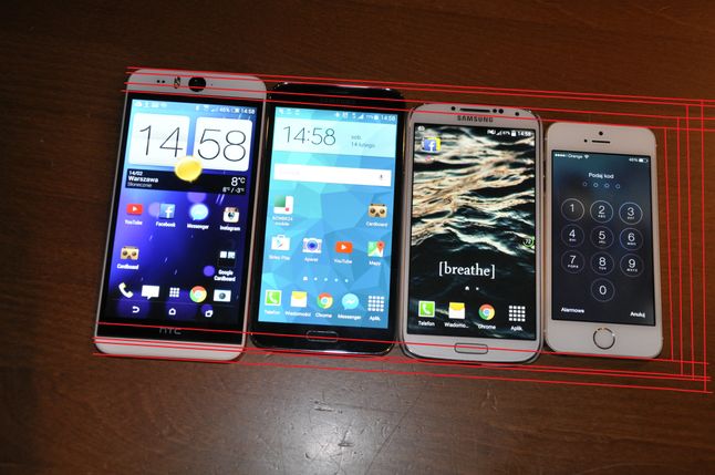 Porównanie rozmiarów z Galaxy S5, S4 i iPhone 5S