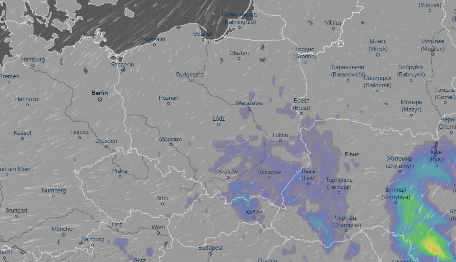 W ciągu najbliższych godzin możliwe są opady deszczu 