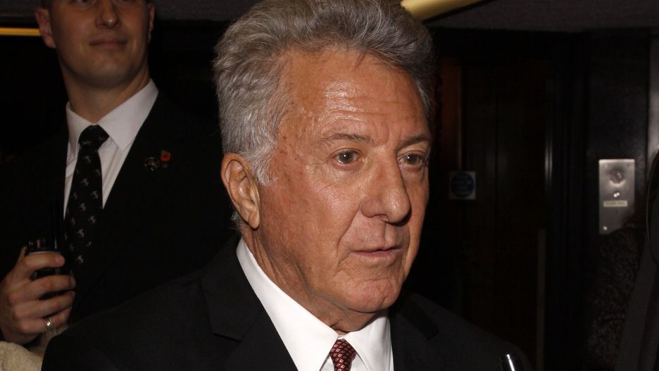 Esio Trot - gala TV premiereLONDON, ENGLAND - NOVEMBER 12 :  Dustin Hoffman leaves the Esio Trot - gala TV premiere at the Curzon Mayfair on November 12, 2014 in London, England.CAP/AH©Adam Houghton/Capital PicturesCapital Pictures/allONSblack suit, half length, signing autographs
