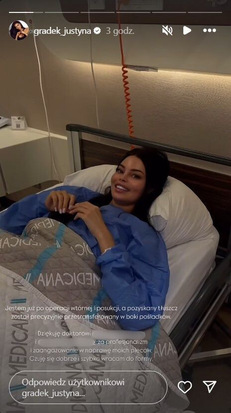 Justyna Gradek po zabiegu