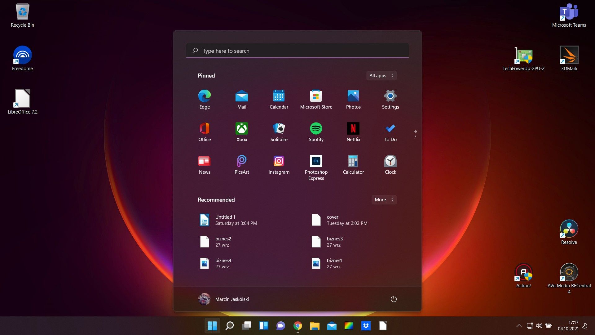 Windows 11 menu Start