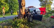Tragedia na drodze. Audi z zmiażdżone na drzewie