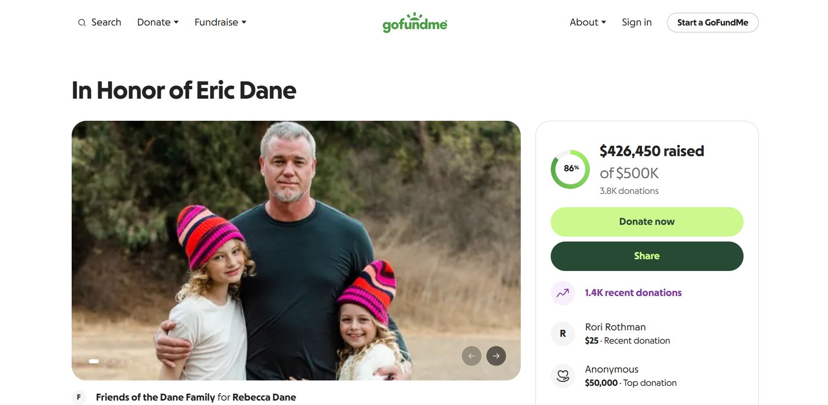 Zbiórka dla córek Erica Dane'a