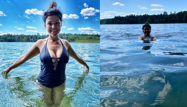 Katarzyna Cichopek kąpie się w jeziorze