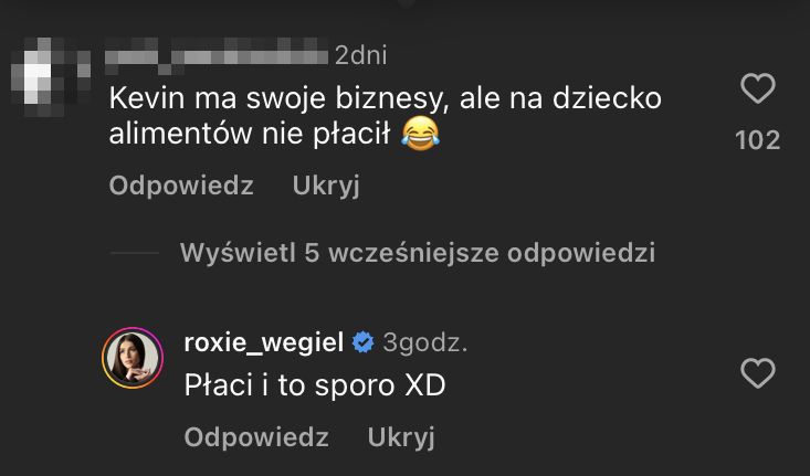 Roksana Węgiel broni Kevina Mgleja