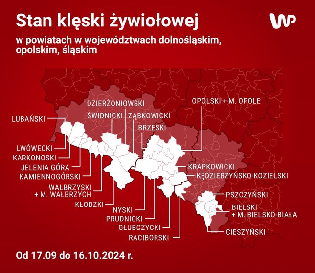 Stan klęski żywiołowej - mapa