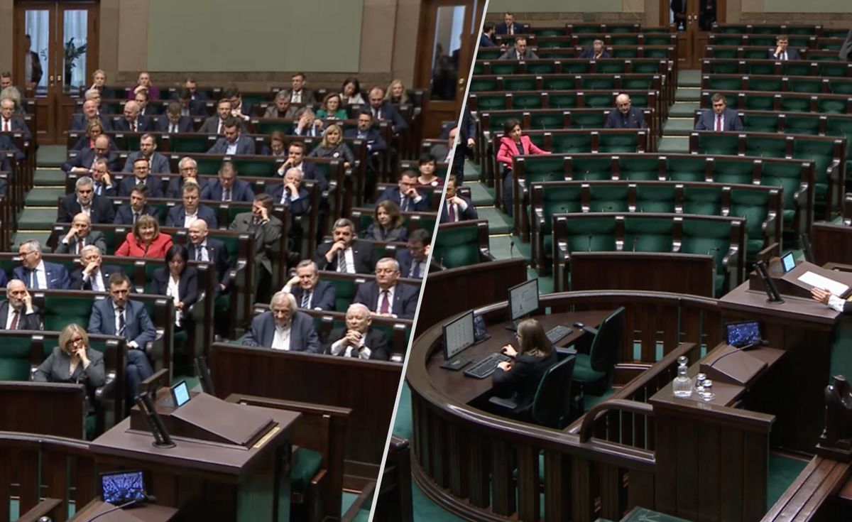 Politycy PiS opuszczają salę Sejmową