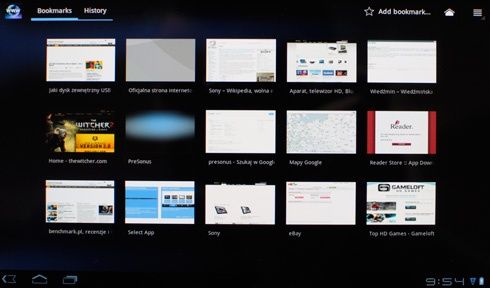 Sony Tablet S - bookmarks
