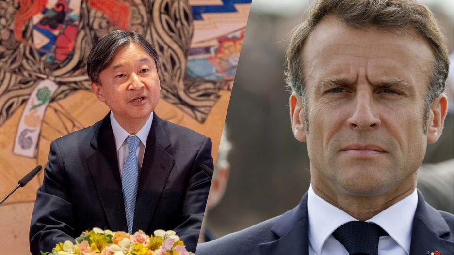 Cesarz Japonii Naruhito i prezydent Francji Emmanuel Macron