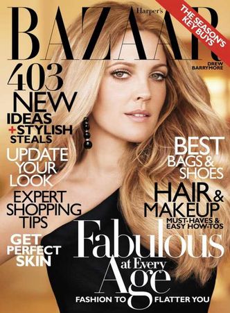 Piękna Drew Barrymore na okładce "Harper's Bazaar"