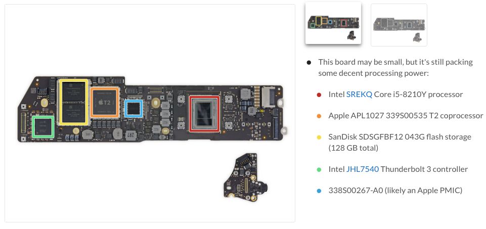 MacBook Air 2018: płyta główna. (źródło: ifixit.com)