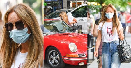 Zamaseczkowana Joanna Przetakiewicz odjeżdża spod studia śniadaniówki zabytkowym porsche (ZDJĘCIA)