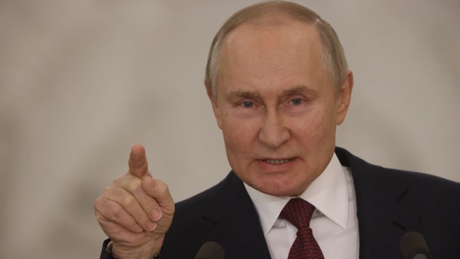 MOSCOW, RUSSIA - DECEMBER 22 (RUSSIA OUT) Russian President Vladimir Putin gestures during his briefing after the State Council meeting at the Grand Kremlin Palace, on December 22, 2022 in Moscow, Russia. Putin called ministers and governors for the annual meeting of the State Council on Youth Policy. (Photo by Contributor/Getty Images)