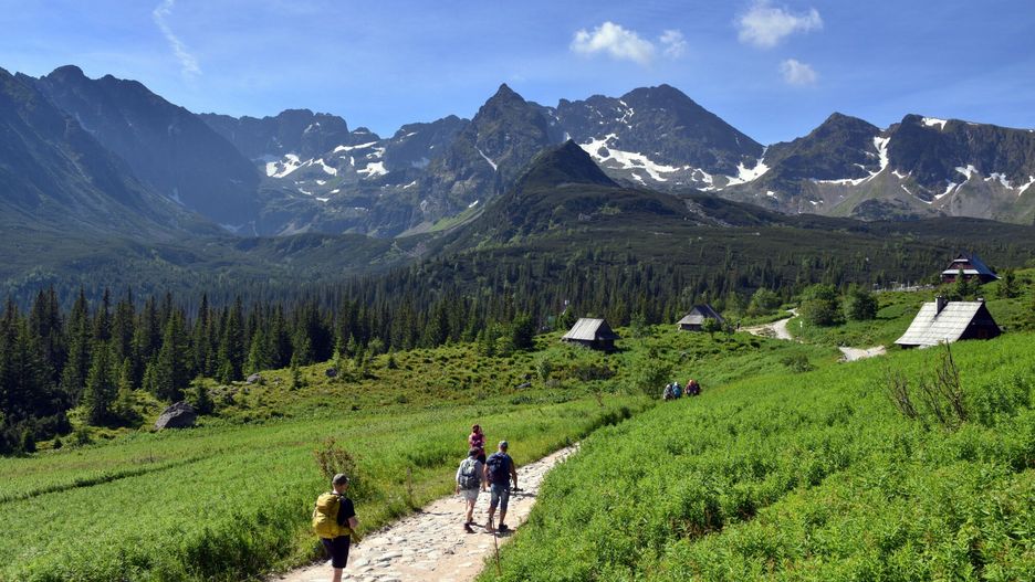 Turyści na szlaku w Tatrach
