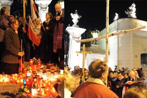 Nocne protesty "pod krzyżem"... (ZDJĘCIA)