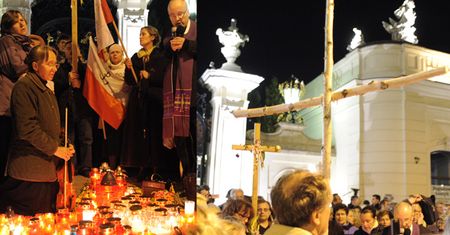 Nocne protesty "pod krzyżem"... (ZDJĘCIA)